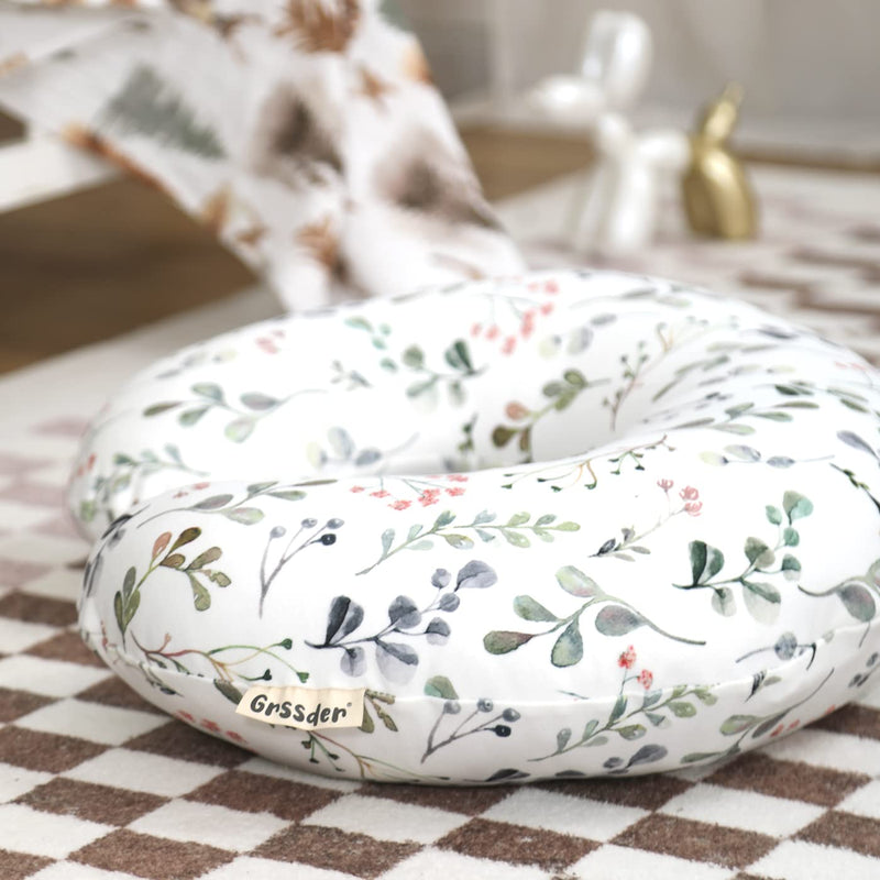 [Australia] - GRSSDER Nursing Pillow Cover Stretchy Minky Removable Nursing Covers for Breastfeeding Pillows, Ultra Soft Comfortable Slipcover for Girls, Stylish Flora Pattern Fresh Green 