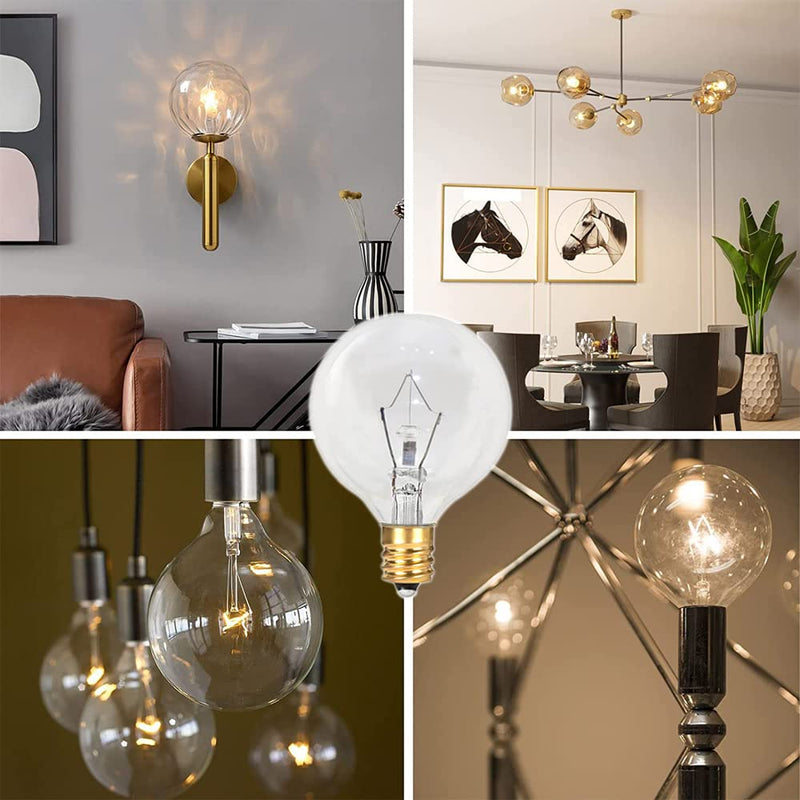 [Australia] - Wax Warmer Bulbs, 25 Watt Light Bulbs for Full Size Scentsy Warmers,G50/G16.5 Globe E12 Clear Scentsy Bulb for Candle Wax Warmer, Long Lifespan, 120 Volt (6 Pack) 