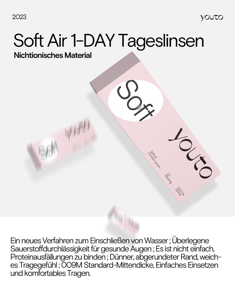 [Australia] - youto soft daily lenses, pack of 30, daily contact lenses, UV protection and high wearing comfort, BC 8.7 mm, DIA 14.2 mm -2.00 diopters 