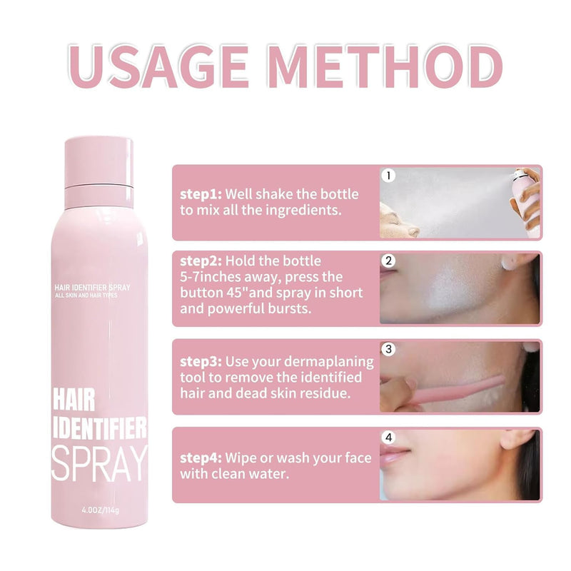 [Australia] - Hair Identifier Spray for Face Shaving, Moisturizing and Skin Care Dermaplaner Spray, Hair Identifier Spray To Shave, Hair Identification Spray for Facial Shaving (1set) 