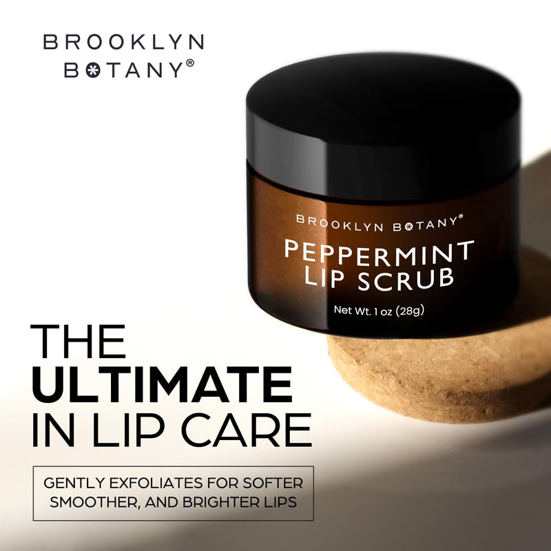 [Australia] - Brooklyn Botany Lip Scrub Exfoliator 1 oz – Lip Moisturizer for Dry Lips and Chapped Lips – Gentle Lip Exfoliator for Smooth and Brighter Lips – Peppermint Flavor Peppermint 1 Oz (Pack of 1) 1 Ounce (Pack of 1) 