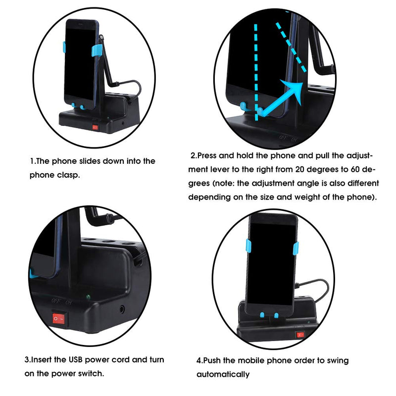 [Australia] - Automatic Mobile Phone Shaker, Cellphone Swinger, Phone Steps Counter with Automatic Motion for Fitness Tracking, Home Use, Mute Stainless Steel Bearings Quick Steps Earning Device- Blue 