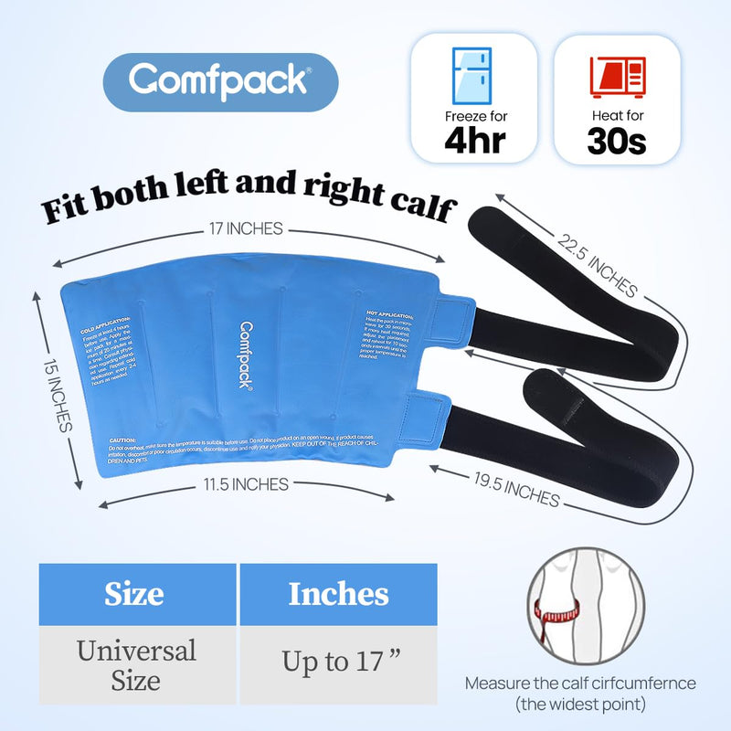 Shin Splint Ice Pack Cold Hot Compression Reusable Gel for Calf & Heel Ice Pack for Plantar Fasciitis Relief, Ankle Foot Ice Pack Wrap for Swelling