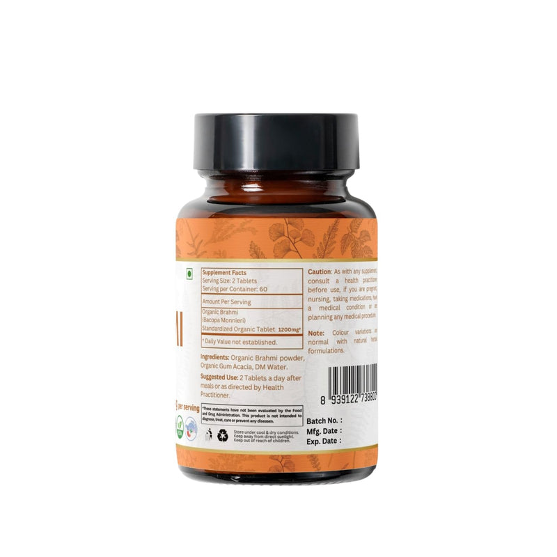 [Australia] - Brahmi 120 Tablets ‚Äì USDA Organic Bacopa Monnieri Supplement ‚Äì Supports Focus, Calm & Memory ‚Äì Herbal Nootropic* 120 Count (Pack of 1) 