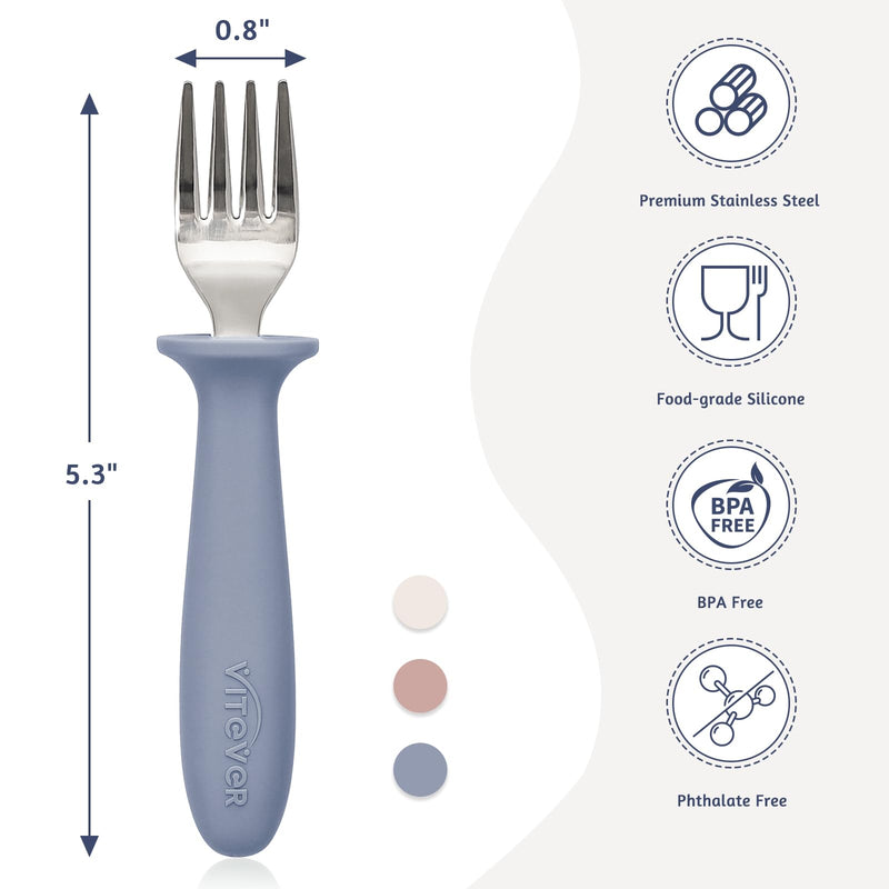 [Australia] - 6 Pieces Toddler ForksÔºåKids Safe Utensils Set with Silicone Round Handle for Self FeedingÔºå18/8 Stainless Steel Baby ForksÔºåChildren's Silverware Set BPA Free, Dishwasher Safe Red/Blue/White 
