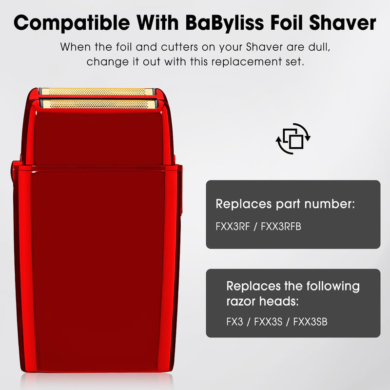 [Australia] - FX3 Shaver Replacement Head Compatible with BaByliss Pro FX3 Foil Shaver, Hypoallergenic Gold Foil, Red 