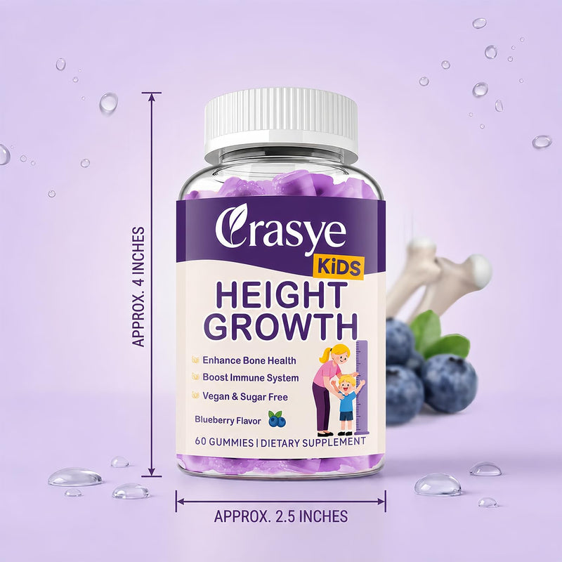 Tru Height Growth Gummies for Kids & Teens, True Height Growth Gummies - Calcium, Vitamin D3 + K2, Zinc, Teen Bone Strength and Immunity, 60 Counts
