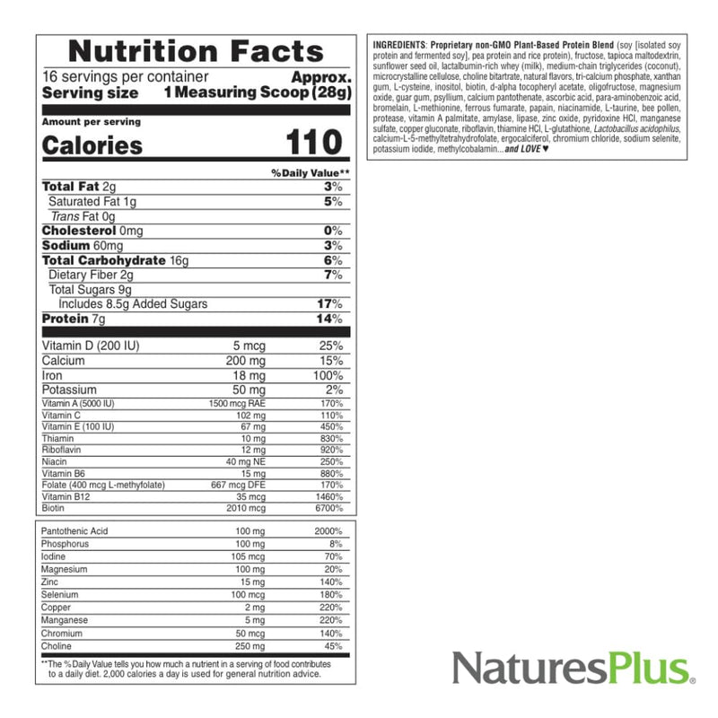 NaturesPlus Ultra Hair Thick Shake - 1 lb - French Vanilla Flavor - Hair Protein Powder for Healthy Growth - With Biotin & Amino Acids - Non-GMO, Gluten-Free - 16 Servings