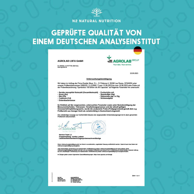 [Australia] - Culture complex 400 billion CFU/g. 20 bacterial strains. Highest concentration with inulin + zinc. Intestinal flora structure. 100% vegan. 90 capsules. N2 Natural Nutrition 