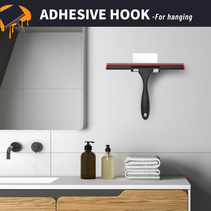 [Australia] - SetSail Shower Squeegee for Glass Doors Stainless Steel Squeegee for Shower Glass Door All-Purpose Window Squeegee for Tile Shower Walls, Sink, Mirror, Bathroom, Car Window Cleaning 10 Inches Red-black 