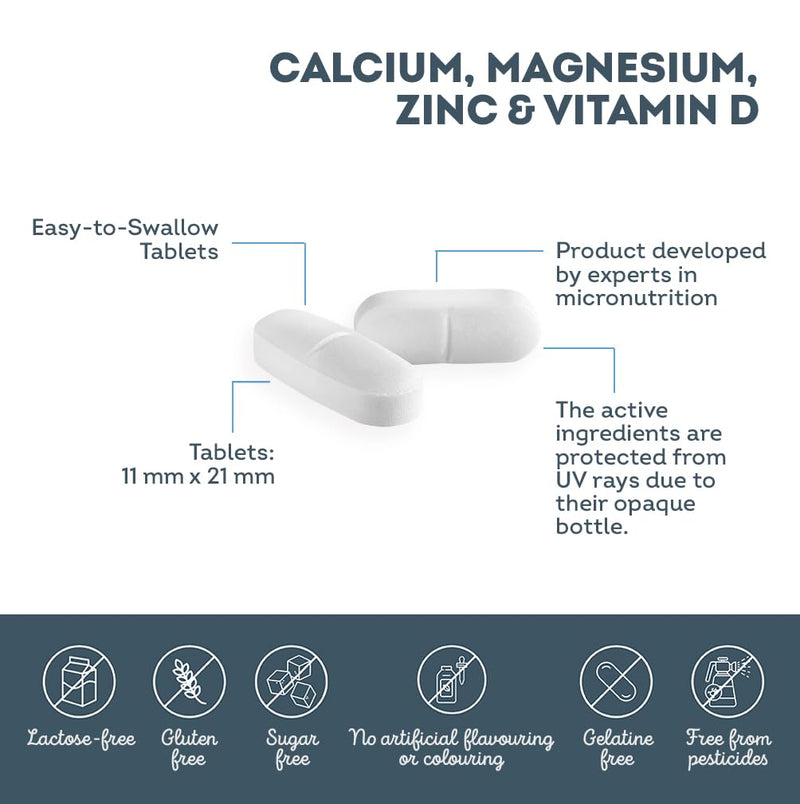 Calcium with Magnesium, Zinc & Vitamin D - 90 Tablets for 3 Months - Bone, Muscle & Immune Support - Energy & Metabolism Boost - Gluten & Lactose Free - High Strength Supplement - Vitavea