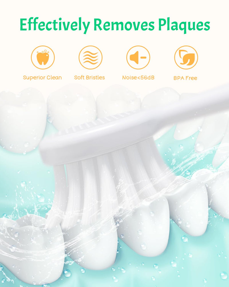[Australia] - NELL&WELL [UPGRADE] Kids Electric Toothbrush with 2mins Brushing Timer, Battery Powered Toothbrushes with 3 Soft Bristles Heads for Children Boys and Girls Ages 3+, IPX7 Waterproof, BPA Free (Yellow) Yellow Dog 