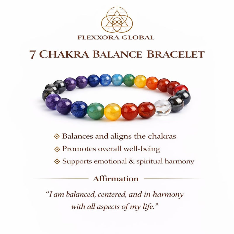 Healing Crystal Bracelet for Women & Men – Protection, Abundance, Calm & Positive Energy | Seven Chakra Gemstone Bracelet Collection | Adjustable Crystal Bracelet with Authenticity Certificate Multi