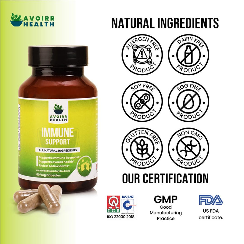 Immunity Support Capsules with Organic ashwagandha to Boost Your Immunity, Natural Amla for Vitamin C -Guduchi for Digestion & Detox - Men Women 60 Organic Capsules