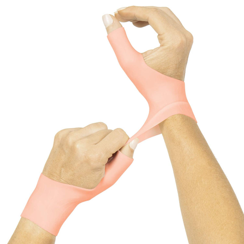 Vive Gel Thumb Wrist Support (Pair) - Hand Brace Cool Wrap For Arthritis Dequervains Tenosynovitis, Sprained Joint Pain, Left and Right Hand Stabilizer - Soft Comfort Splint For Tendonitis Strain Beige