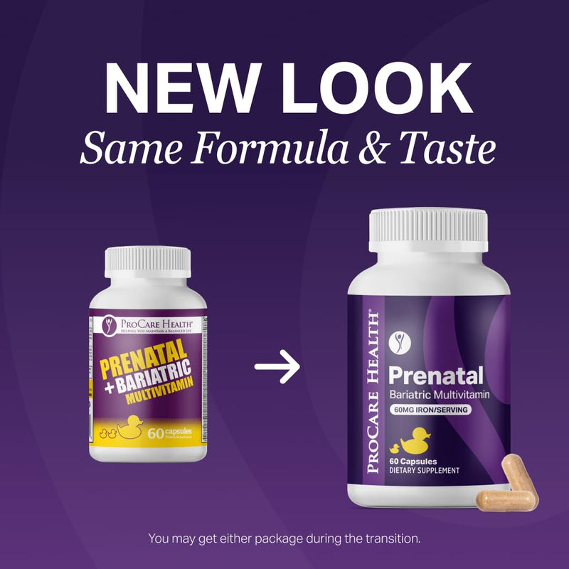 Prenatal Bariatric Multivitamin with Iron | Capsule | 60ct | Bariatric Vitamins for Gastric Bypass & Gastric Sleeve (1 Month Supply) - 60 Easy-to-Swallow Capsules for Women - Made in USA 60 Count (Pack of 1)