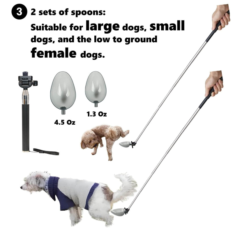 Dog Urine Sample Catcher，Telescopic Dog Pee Sample Collector，Pet Urine Stick for Small Large Female Dogs (Grayspoon&4bottles) Grayspoon&4bottles - PawsPlanet Australia