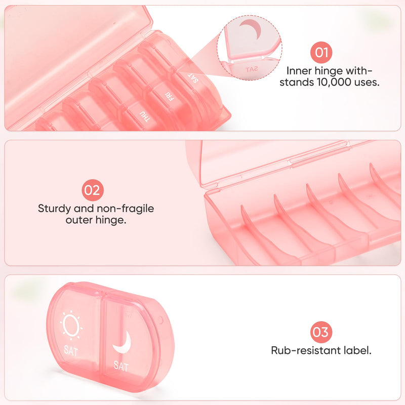Weekly Pill Organizer 2 Times a Day Portable Medication Reminder | Compact Pill Box 7 Day Pill Case Travel Pill Dispenser for Pills,Vitamin,Fish Oil