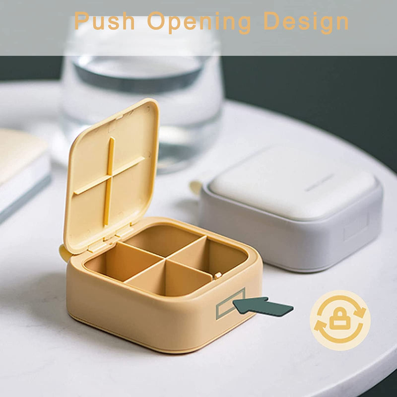 Acedada Small Pill Case, Cute Pill Box, Travel Daily Pill Organizer, Yellow | Portable Daily Pill Vitamin Container for Purse Pocket, Compact Medicine Holder for Medications, Fish Oils, Supplements