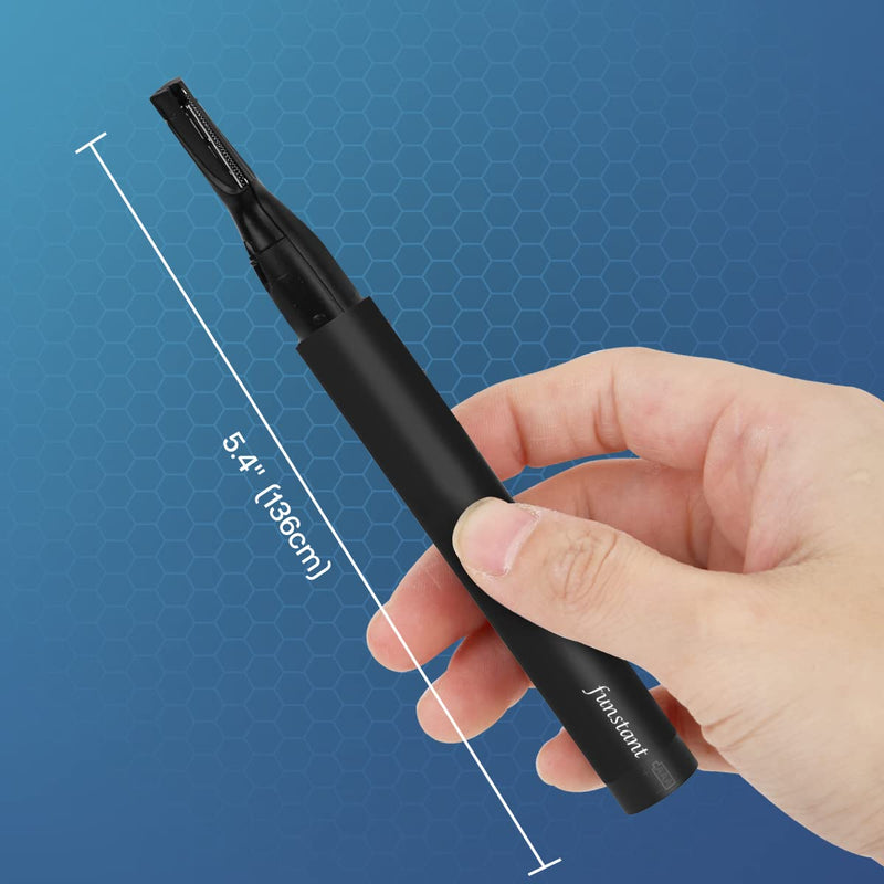 [Australia] - Funstant Eyebrow Razor for Men, Electric Precision Trimmer, Battery Operated, Facial Hair Trimmer for Eyebrows & Face, Pain-Free, Pull-Free, with Comb for Gentle Shaving Charcoal Black 