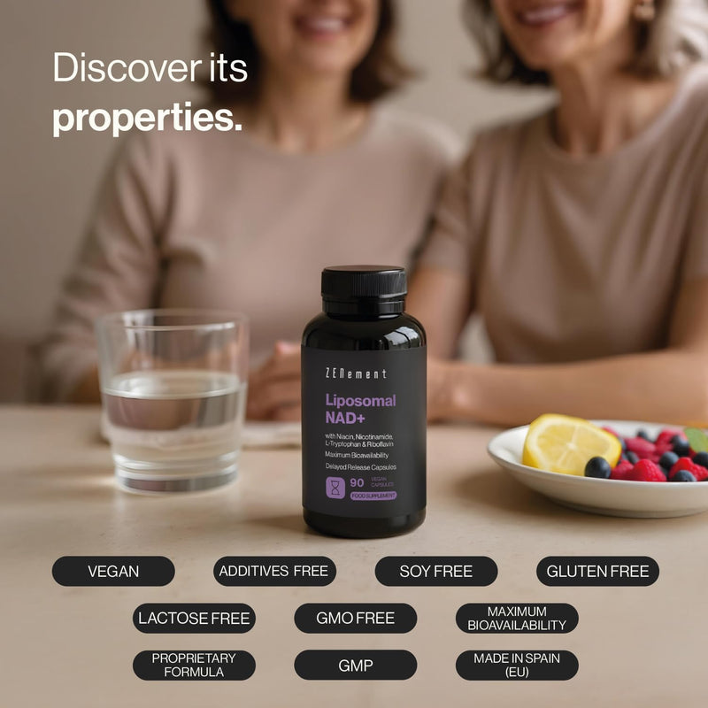 NAD⁺ Liposomal 1000 mg – High Bioavailability & Good Tolerance – Delayed‑Release Vegan Capsules – with L‑Tryptophan, Niacin, Nicotinamide & Riboflavin – Zenement