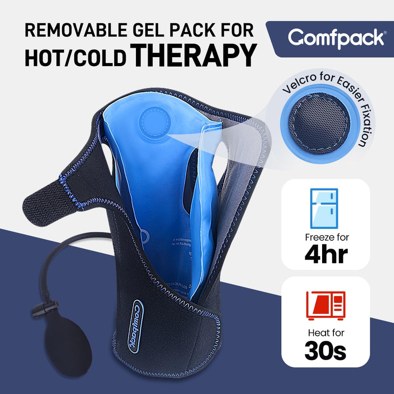 [Australia] - Ice Pack Wrap With Compression for Carpal Tunnel Relief, Wrist Brace Support Gel Hot Cold Therapy for Tendonitis, Mommy Wrist, Swelling, Surgery, Inflammation Black & Blue 