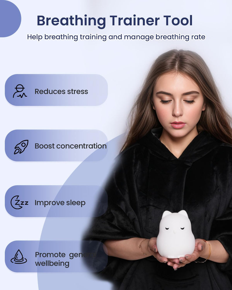 [Australia] - Mindfulness Meditation Breathing Light for Kids Adults, 4 Modes Breathing Counting Tool, Anxiety Stress Relief Items Relaxation Gifts for Women, Counseling Office School Calming Corner Supplies White Bird 