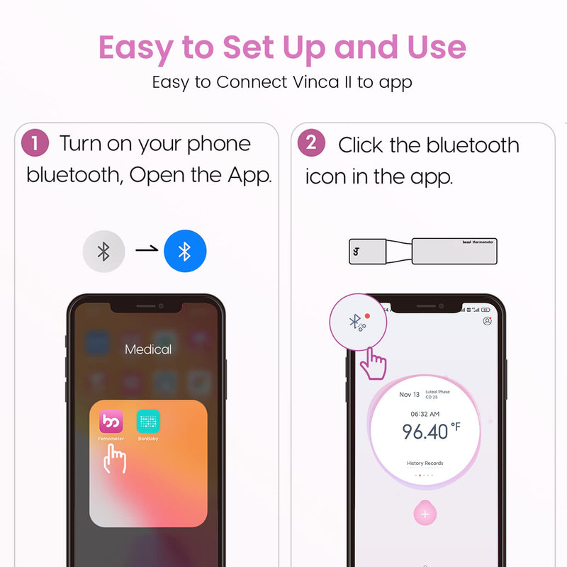 [Australia] - Femometer Smart Basal Body Thermometer, BBT Thermometer with Backlight LED Screen, Fertility/Period Tracker with Femometer APP, Automatic Data Recording, Lipstick Shape, Easy to Use and Carry, Purple 