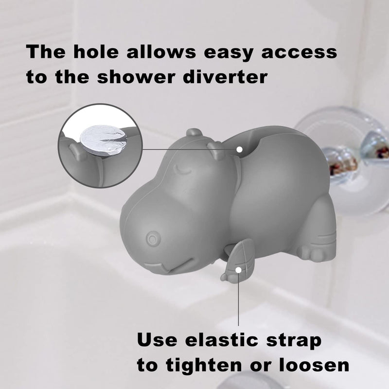 [Australia] - Bath Spout Cover - Faucet Cover Baby - Tub Spout Cover Bathtub Faucet Cover for Kids -Tub Faucet Protector for Baby - Silicone Spout Cover Gray Hippo - Kids Bathroom Accessories - Free Bathtub Toys 