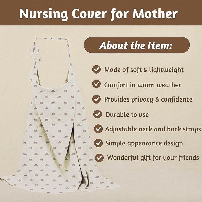 [Australia] - Multifunctional Muslin Nursing Cotton Cover for Baby Breastfeeding with Adjustable Mom Privacy & Arch Neckline - Nursing Apron Cover - Stroller Cover Car Seat Cover Boho Rainbow 