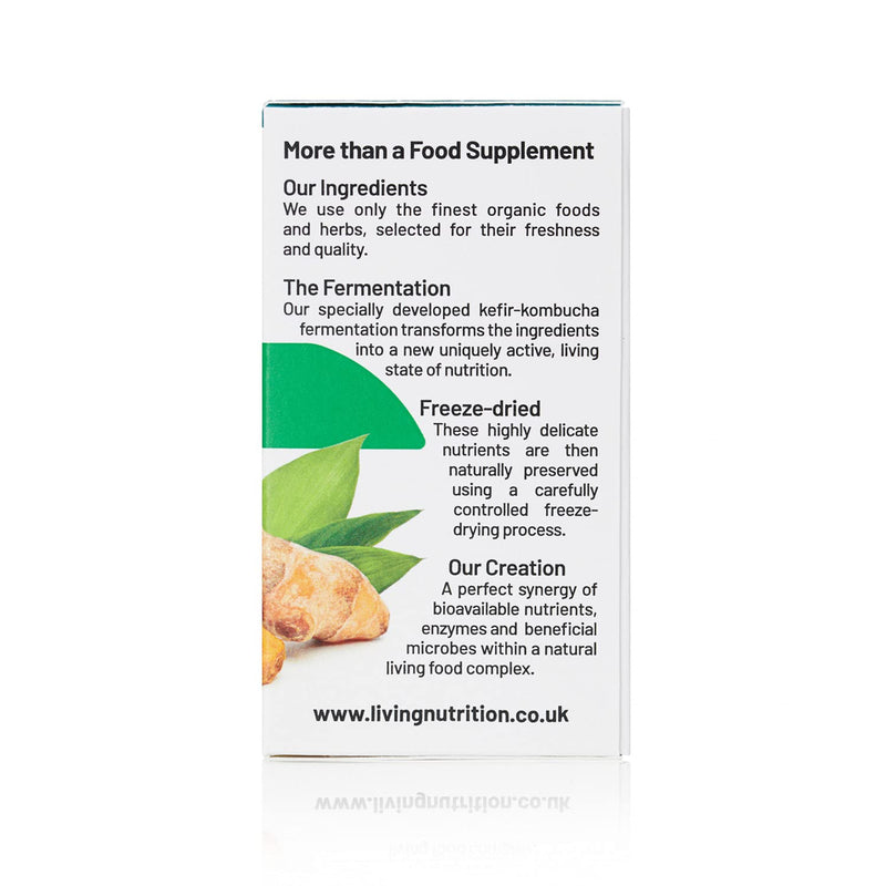 Organic Fermented Turmeric Food Supplement (60 Caps) - 600mg Fermented Turmeric Per Serving - Powerful Levels of Activated Curcumins