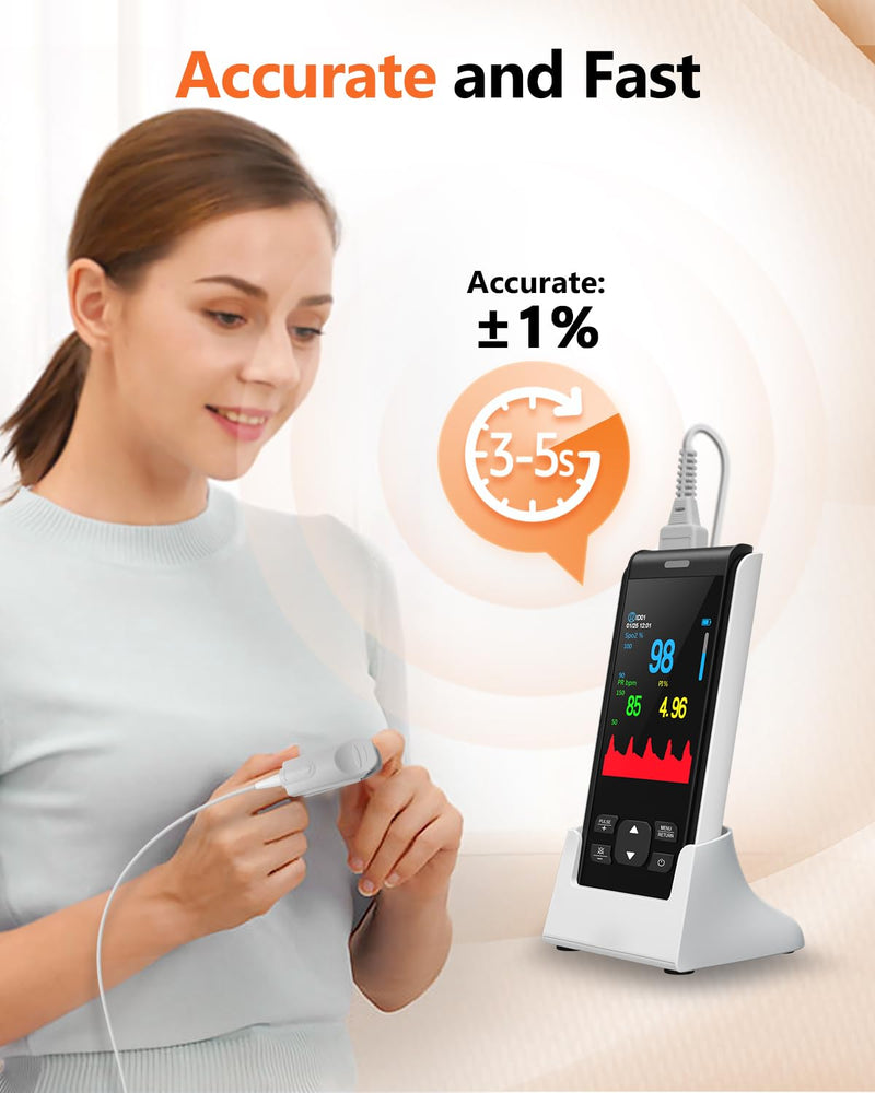 [Australia] - Pulse Oximeter Rechargeable Fingertip Pulse Ox, Handheld Pulse Oximeter, HealthTree Finger Blood Oxygen Saturation Monitor with SpO2 & Pulse Rate, Portable Oxygen Meter Finger for Adults For Adult 