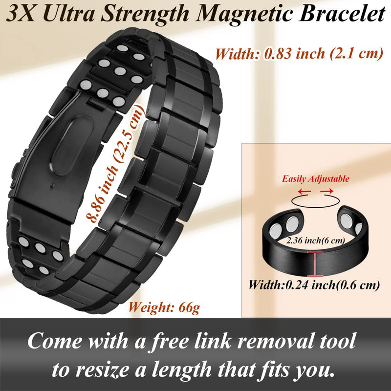 Magnetic Bracelets for Men Titanium Steel Bracelet with Adjustable Tool for Anniversary Valentine Black-new