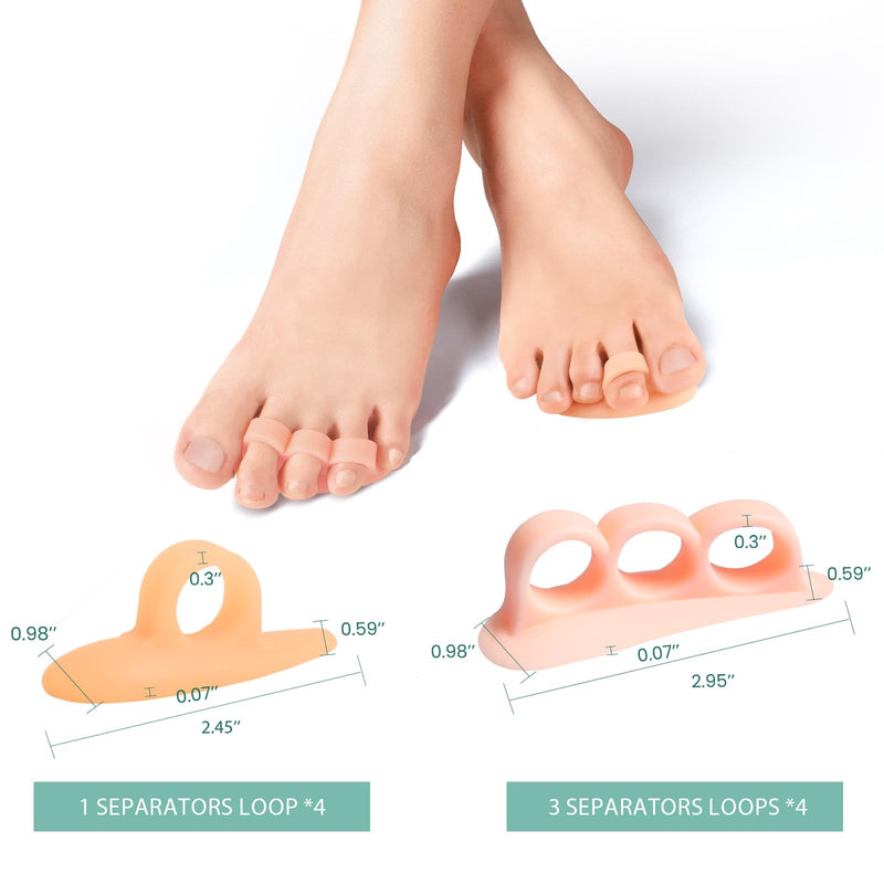[Australia] - Welnove Hammertoe Corrector Gel Toe Straighteners - 8 Pcs Toe Support Pads Cushion - Realign Bent, Crooked, Curled, Claw, Hammer Toes - Soft Support 
