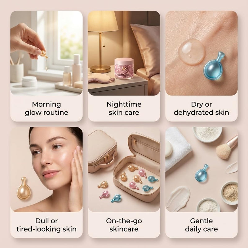 My Beauty Spot Facial Serum Capsules 3 Pack 90pcs Vitamin C Serum, Hylunaric Acid Serum, Collagen Serum for Face Anti Aging Anti Wrinkle Serum for Fine Lines