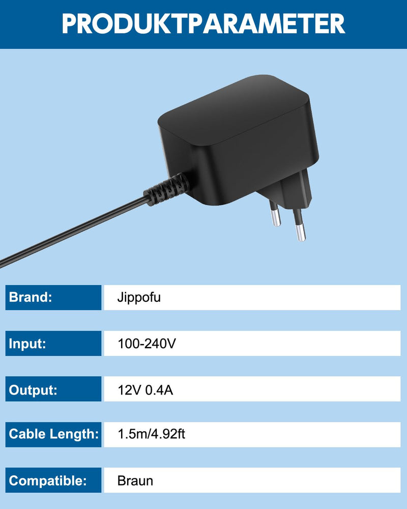 [Australia] - 12V charging cable charger for Braun shaver series 9 8 7 6 5 3 1 Silk epil series 9 7 5 type 492 5544 5542 5210 5408 3030s 3020s 3010s 3090cc 5050cc 190s 790cc 760cc epilator power supply charger cable 1.5m 