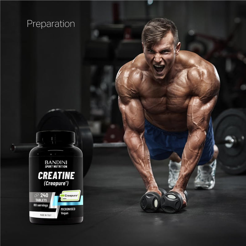 Bandini® Creatine CREAPURE® Monohydrate 240 Tablets - Supplement for Training, Sport, Gym and Pre Workout - 100% Vegan - Based on Creatin Monohydrate for ATP and Recovery