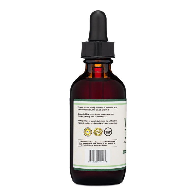 Liquid Vitamin B-Complex Drops, Cherry Flavor, Energy + Mood, 60 Servings | Energy + Mood Liquid Supplement, Methyl-B12 1,750mcg + 3,000mcg Biotin, Pleasant Cherry, Fast Sublingual, 2-Month Supply