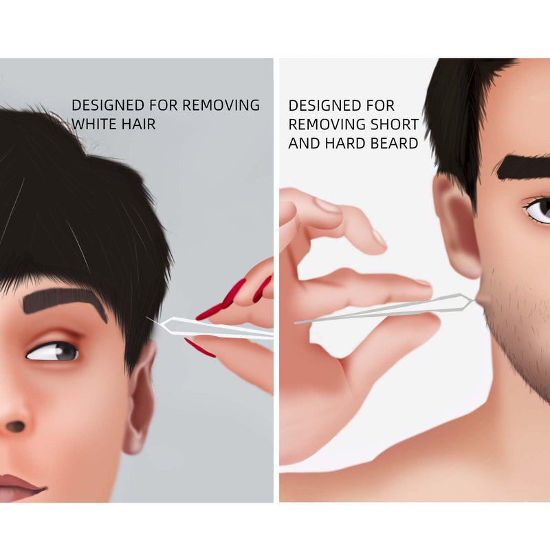 Beard & Hair Plucking Tweezers, Fine Eyebrow Tool, Stainless Steel, 10mm Tip, Anti-Slip Slot Design, Cyan PU Case