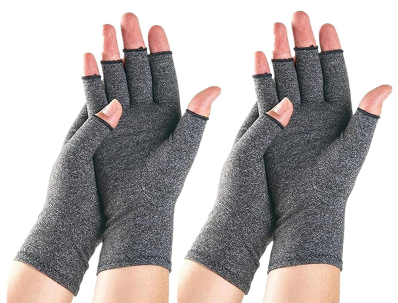 2 Pairs Bamboo Arthritis Gloves for Men Women,Compression Glove,Premium Bamboo Gloves,Compression Gloves for Arthritis Medium Gray B