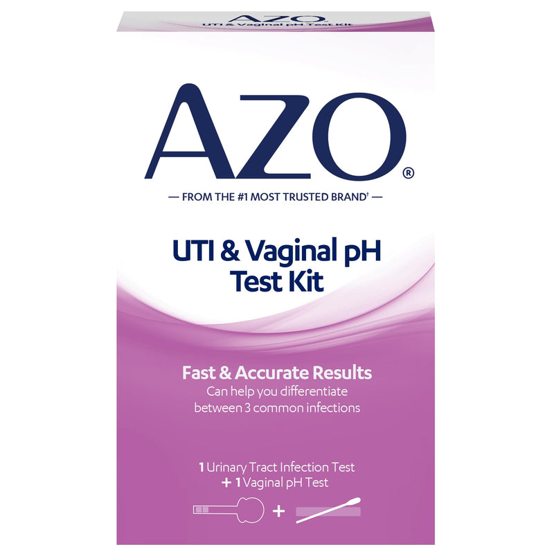 AZO Urinary Tract Infection Test Strip + Vaginal pH Test Kit Bundle with 100 Sugar Free Cranberry Softgels for Urinary Tract Health