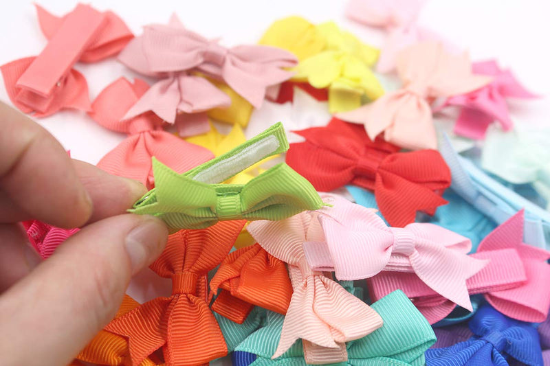 [Australia] - CÉLLOT Baby Hair Clips 50Pcs Tiny 2" Baby Hair Bows Fully Covered Barrettes Clips for Baby Girls Infants and Toddlers,25 Colors in Pairs 