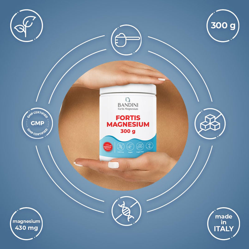 Bandini® Fortis Magnesium 300gr Vegan - Complete Mag Powder - Based on Magnesium Carbonate - Strong Laxative for Constipation, Anxiety and Stress, Memory - Reduction of Tiredness and Fatigue