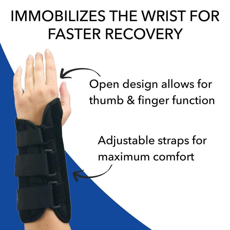 Sammons Preston R-Soft Wrist Support, Stabilization Splint and Immobilizer for Healing and Recovery of the Hand, Arm, and Wrist, Open Hand Mobility Design for Range of Motion, 8", "Left, Medium Left Medium - 8"