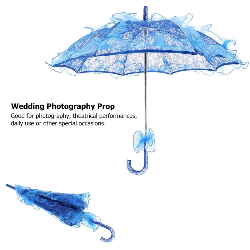 Haofy Lace Umbrella Bridal Umbrella Parasol Vintage Bridal Lace Cotton Umbrella for Wedding Parties Dancing Photography Prop (Navy)
