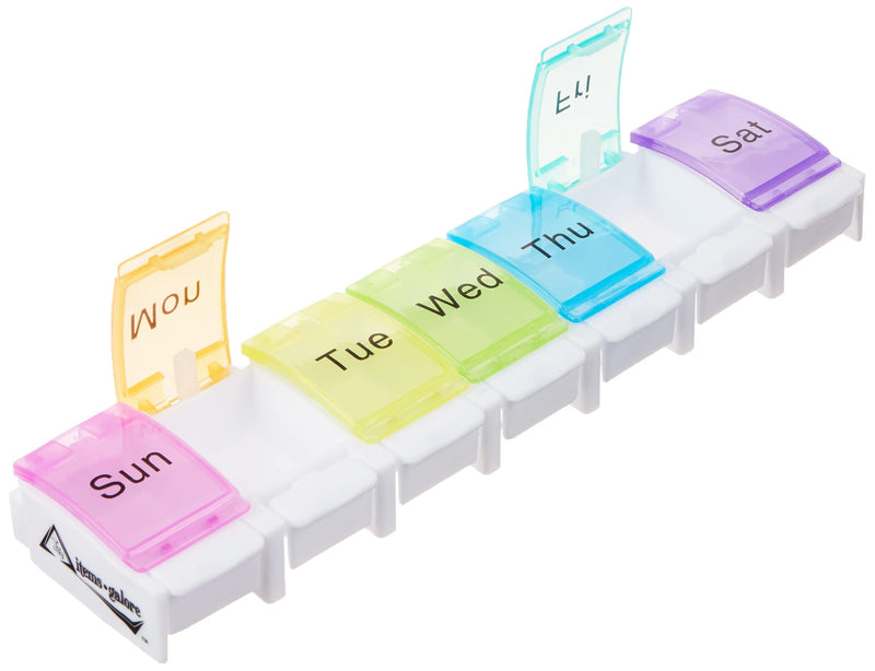 7-Day Pill Weekly Pill Organizer with Spring Open Design and Large Compartments to Hold Medications, Vitamins and Supplements. Arthritis & Travel Friendly and BPA Free