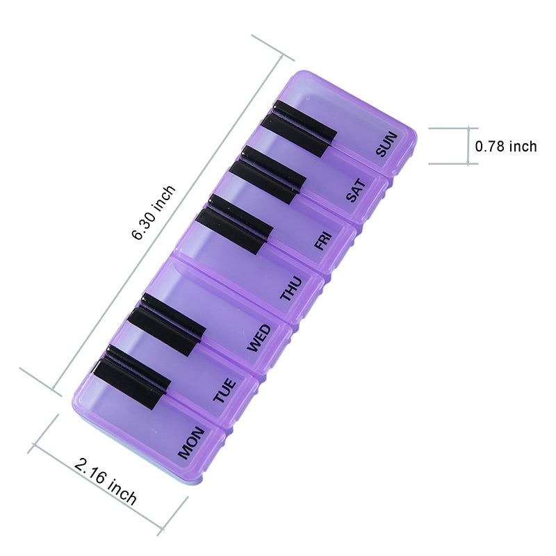 Pill Organizer 7 Day for Travel BPA Free Weekly Pill Organizer Piano-Keyboard Pill Box,Vitamin Organizer (Purple) Purple