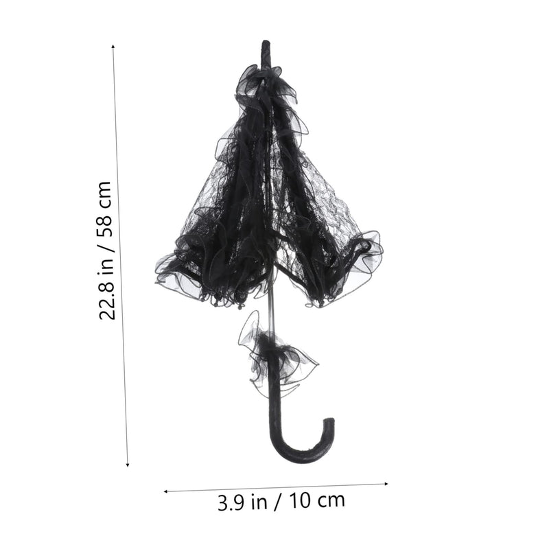 Wedding Lace Parasol Umbrella Wedding Bride Umbrella Black Photo Prop for Bridal Decoration - Size Small