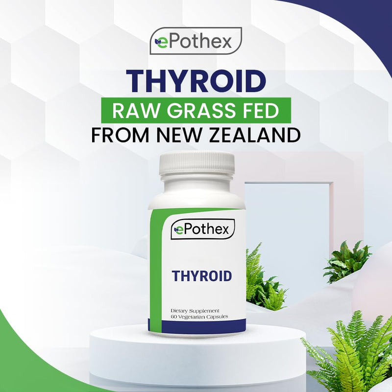 [Australia] - Raw Grass-Fed Desiccated Bovine Thyroid - Thyroid and Energy Support - New Zealand Sourced, 60 Capsules 