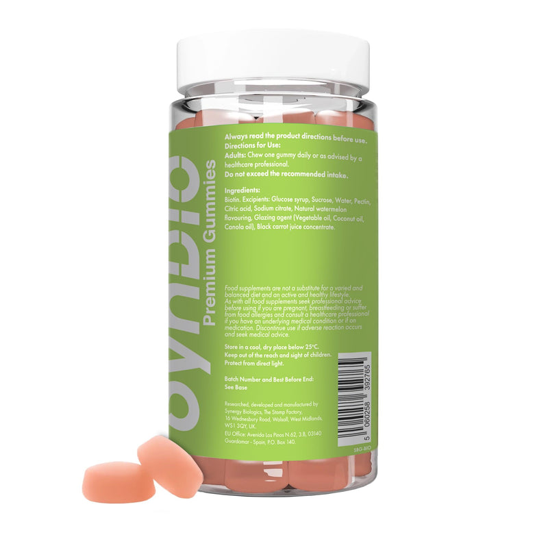 Biotin Gummies | 5000µg High Strength Biotin | Gelatin Free, Vegan, Nut Free | 60 Watermelon Gummies | Supports Healthy Hair, Skin & Nails